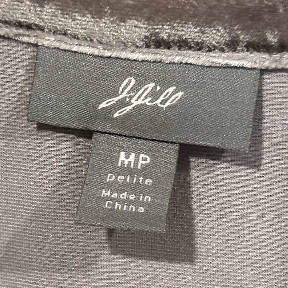 J Jill Sweater Womens Gray Velour Long Sleeve Button Up Jacket Sz Petite Med EUC - Picture 4 of 10